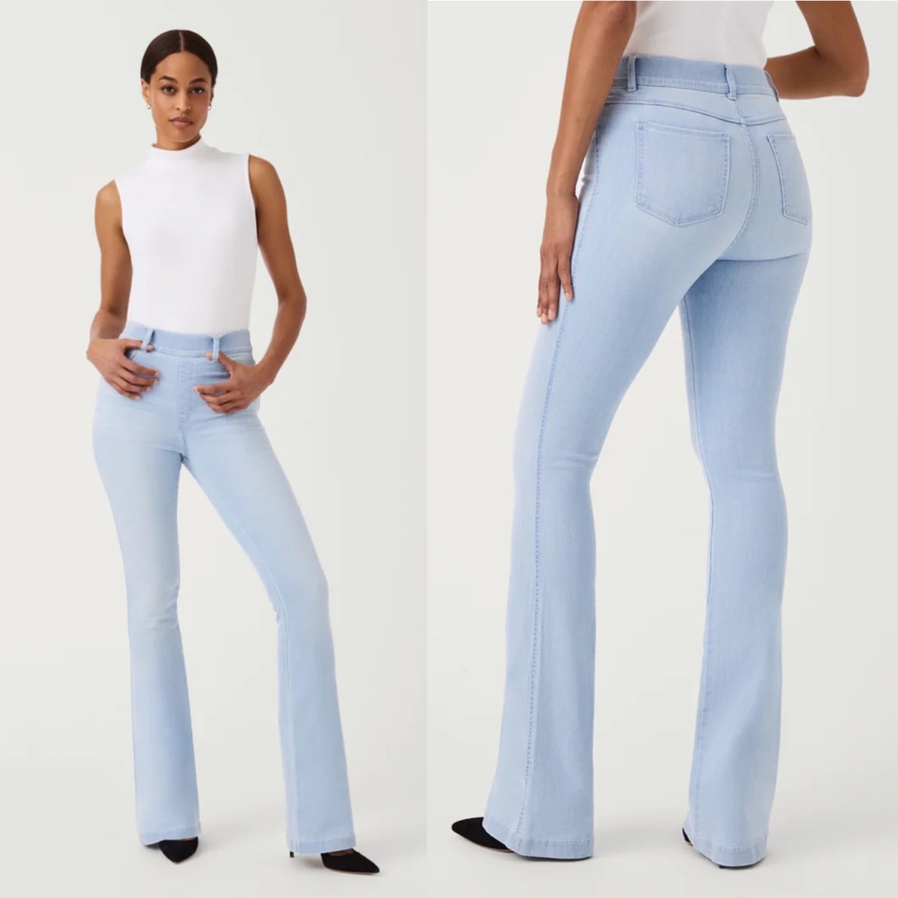 NWT SPANX Flare Jean Light Wash Pull On Style Medium Tall